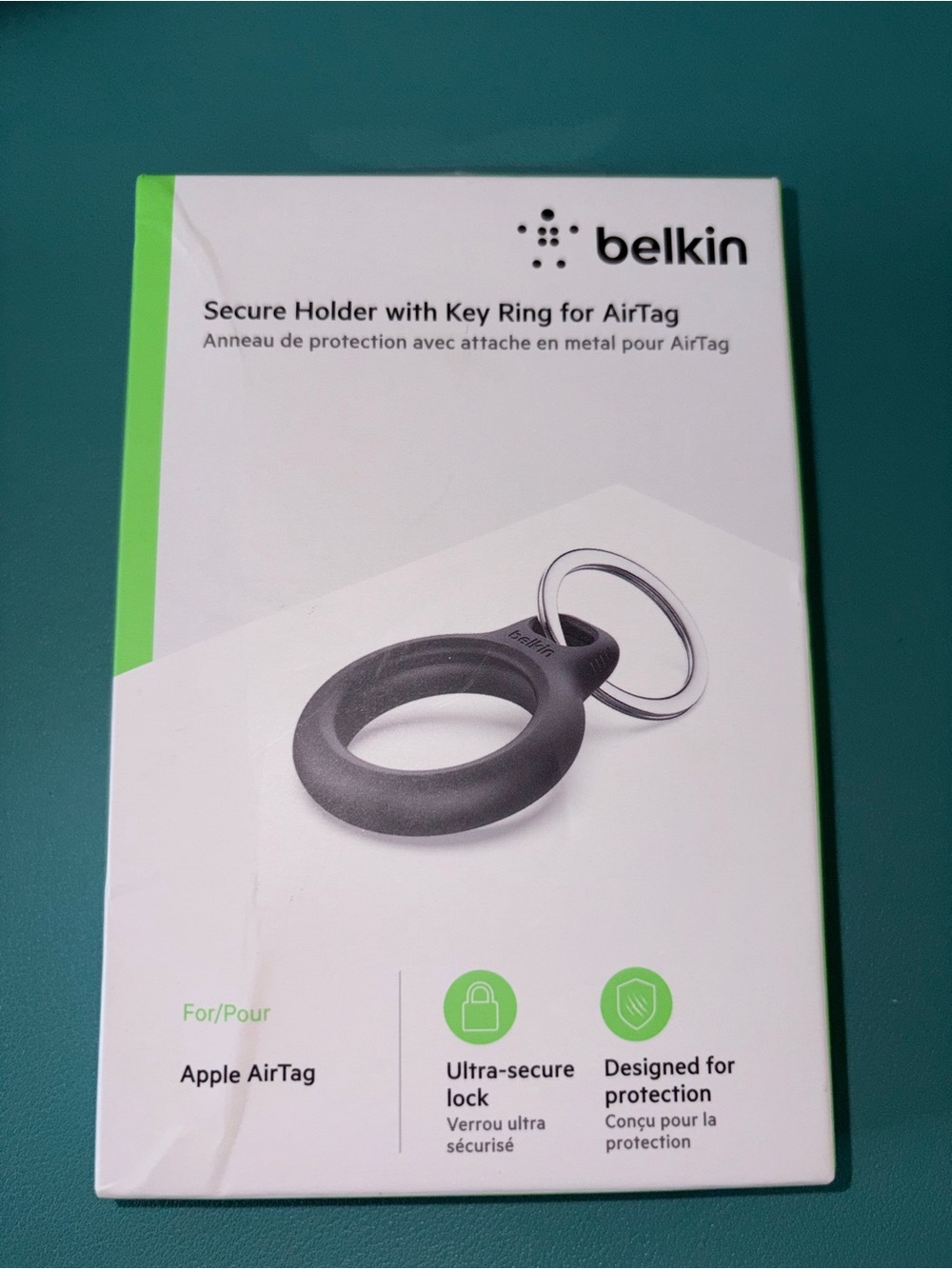 belkin Gray Secure Holder with Key Ring for Apple AirTag